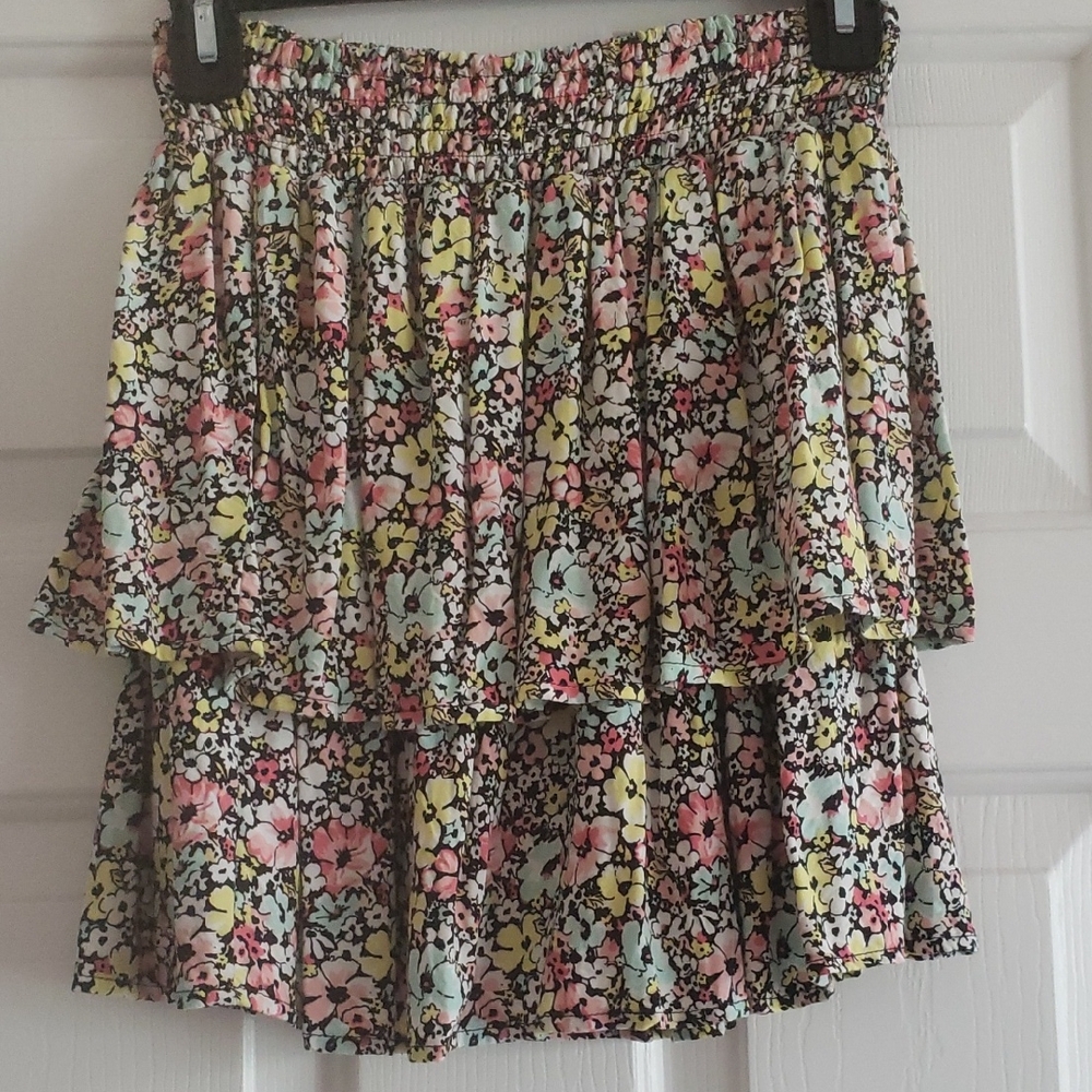 No Boundaries Floral Mini Skirt - Black & Pastels